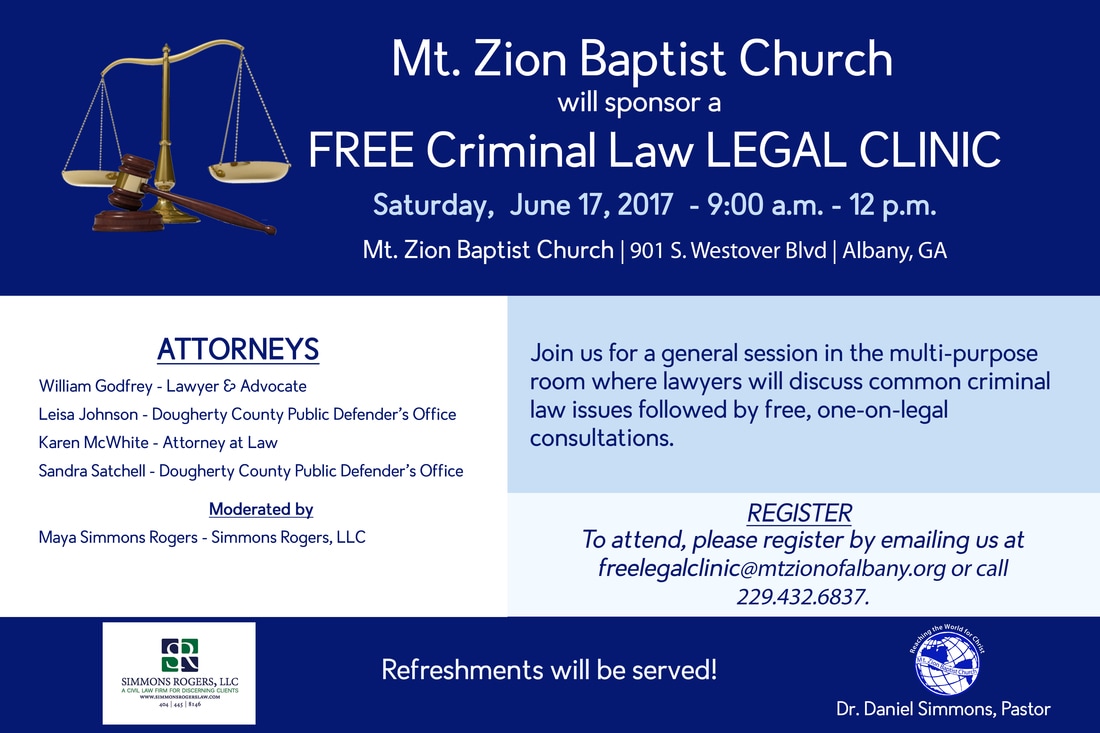 Free Legal Clinic co-sponsored by Maya Simmons Rogers and Simmons Rogers Law Firm